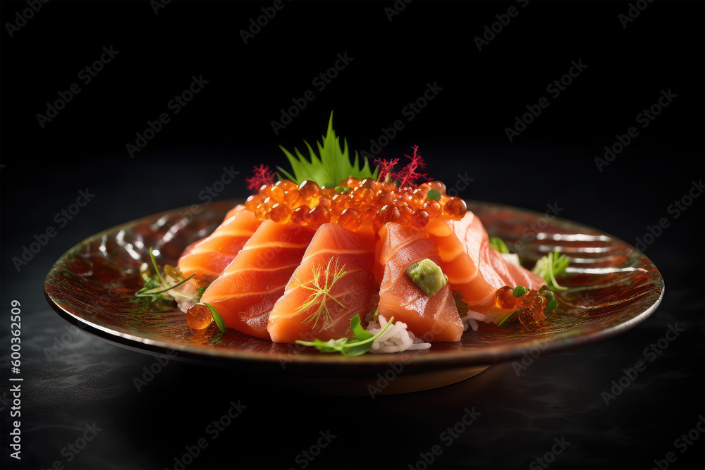 salmon sashimi in dish salmon sashimi in dish
