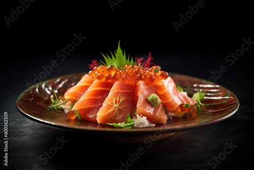 salmon sashimi in dish
