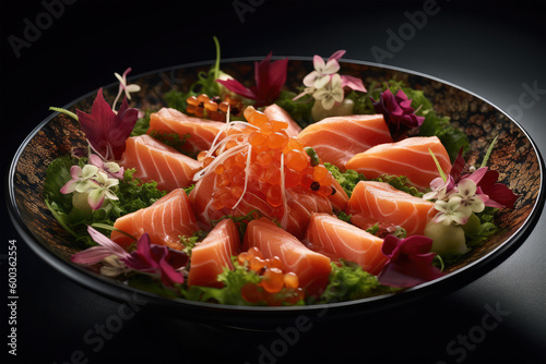 salmon sashimi in dish