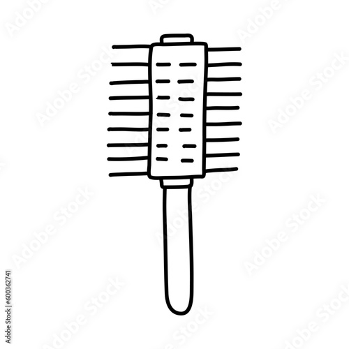 Doodle hair comb isolated on a white background. Hand drawn, simple outline illustration