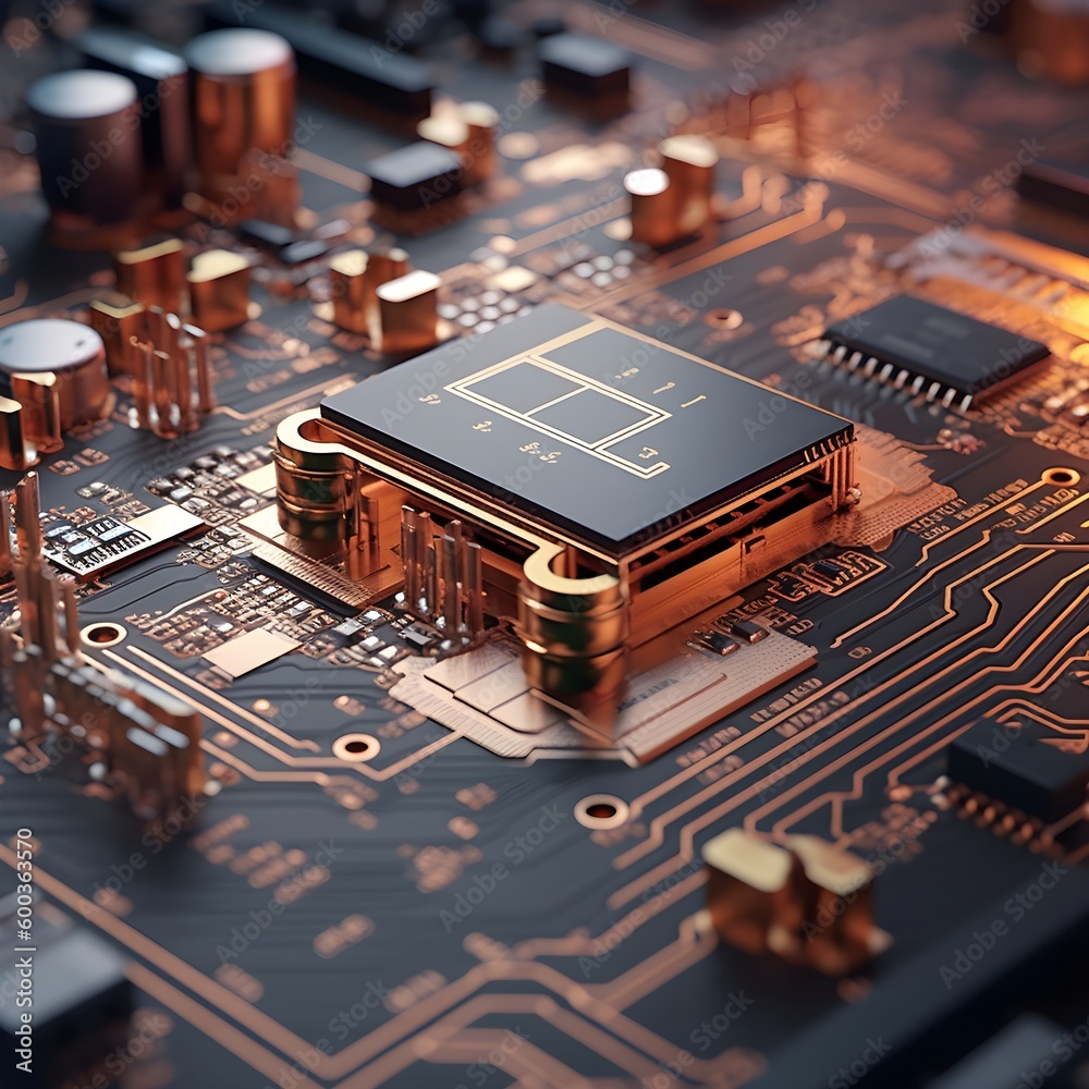 circuit board plan with neon glow. technology concept. created with Generative AI technology. circuit board plan with neon glow. technology concept. created with Generative AI technology.