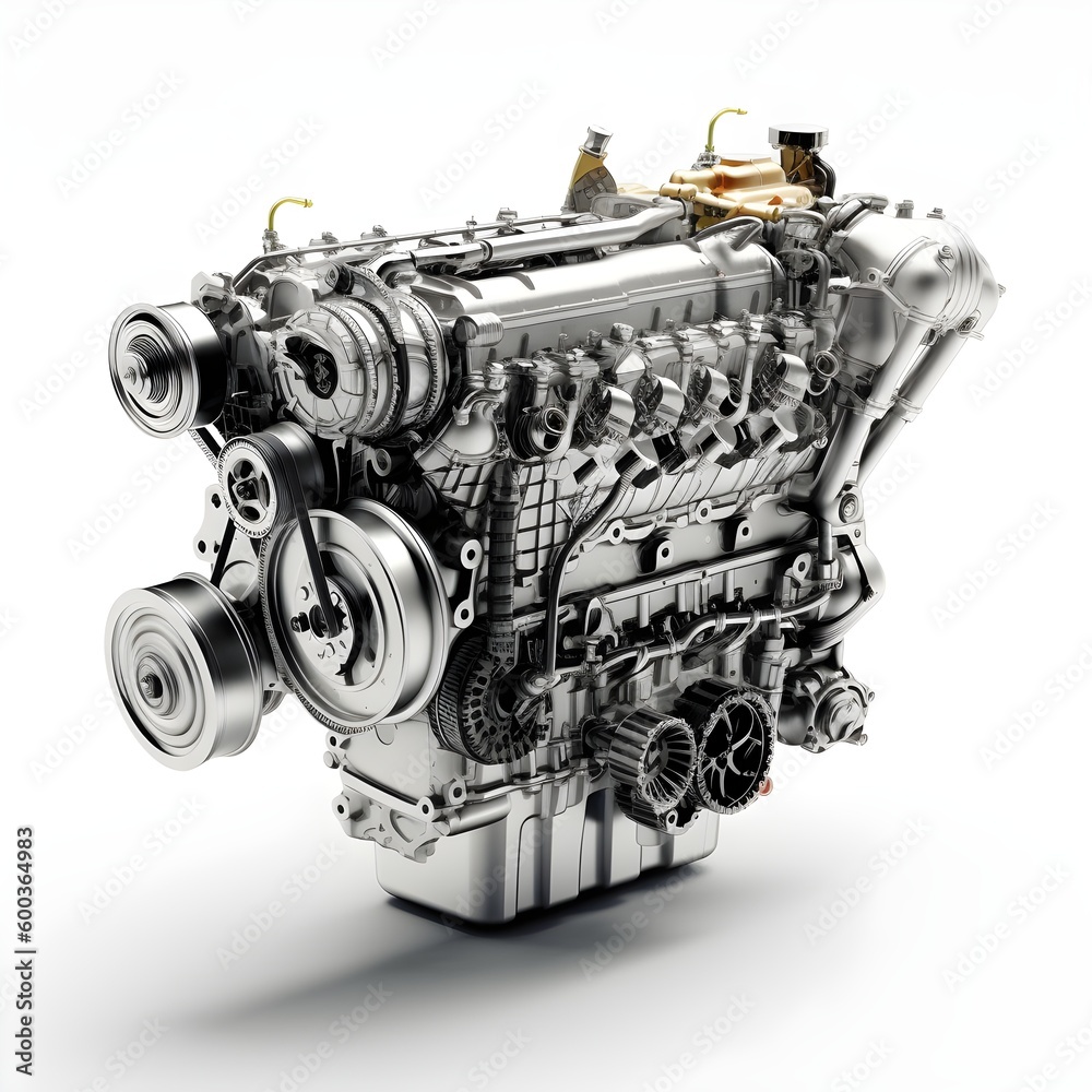 Fototapeta premium Car engine design plan over white background. Created with Generative AI technology.