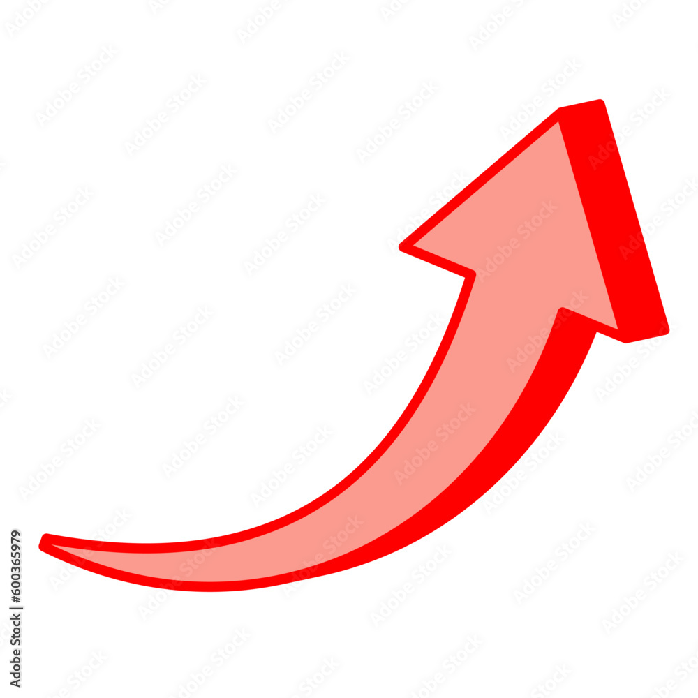 Three-dimensional red ascending arrow