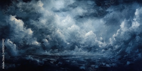 gray grunge smoke texture, dark sky, black night cloud, horror theme background. Generative ai