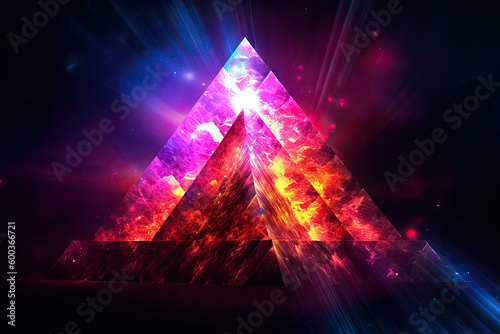 Abstract Epic Fractal Triangle Background with Glowing Aura, Generative AI