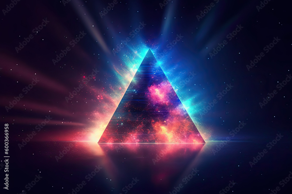 Abstract Epic Fractal Triangle Background with Glowing Aura, Generative AI Abstract Epic Fractal Triangle Background with Glowing Aura, Generative AI