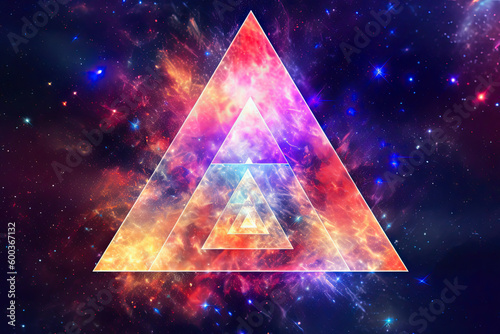 Abstract Epic Fractal Triangle Background with Glowing Aura  Generative AI