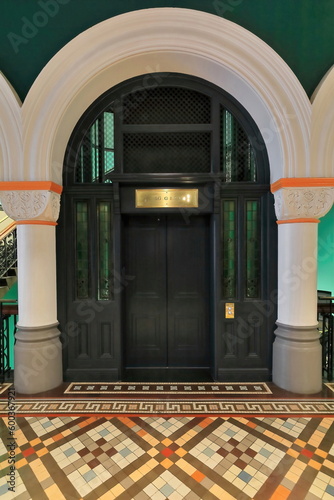 LIft at the Queen Victoria Building reconstructed to resemble the original cage lifts. Sydney-Australia-631 photo