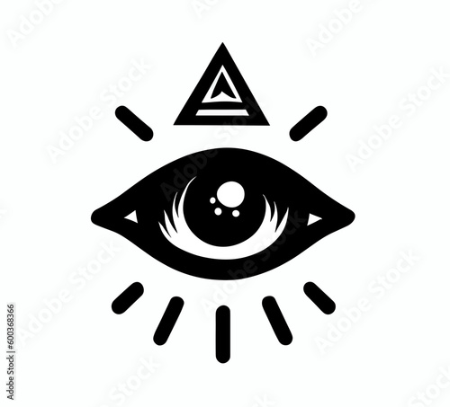 3rd all seeing eye sci-fi occult logo, vector art