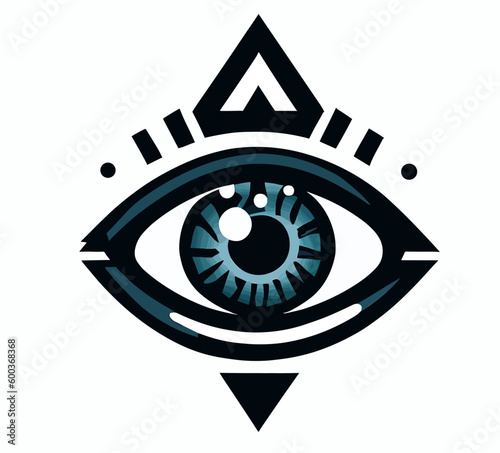 3rd all seeing eye sci-fi occult logo, vector art