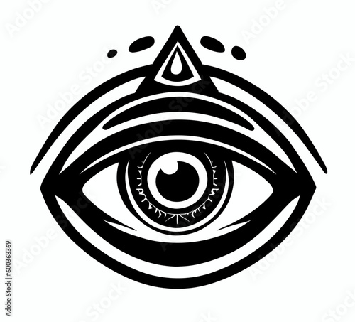 3rd all seeing eye sci-fi occult logo, vector art