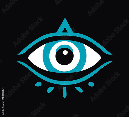 3rd all seeing eye sci-fi occult logo, vector art