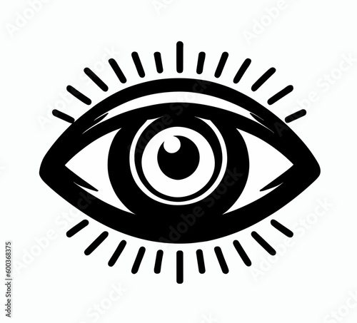 3rd all seeing eye sci-fi occult logo, vector art