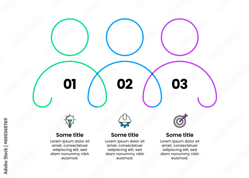 Infographic template. 3 connected people with text Infographic template. 3 connected people with text