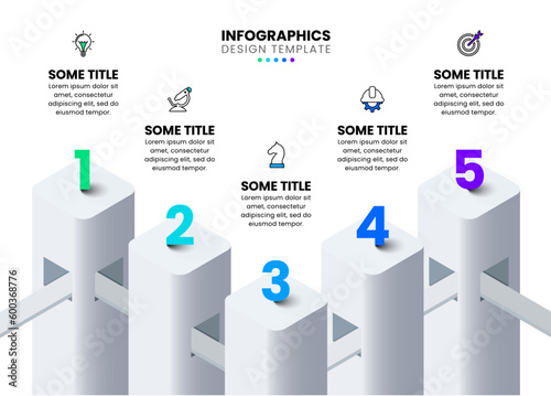 Infographic template. 5 3d columns with numbers