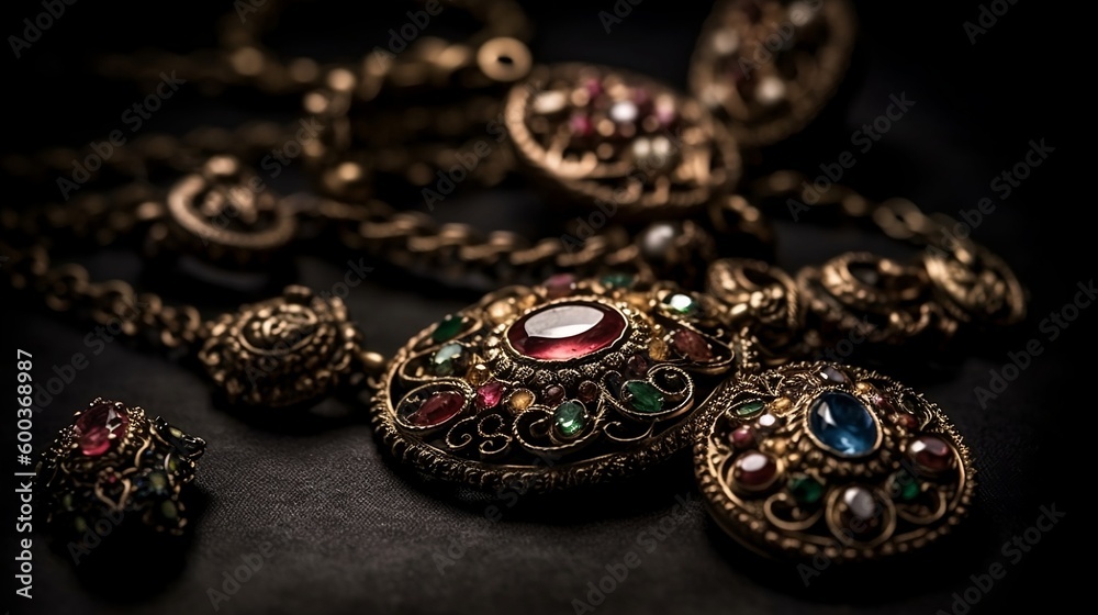 This is a set of women's jewelry that includes a necklace, earrings, and bracelet, designed to enhance both beauty and accessorizing. Generative AI This is a set of women's jewelry that includes a necklace, earrings, and bracelet, designed to enhance both beauty and accessorizing. Generative AI