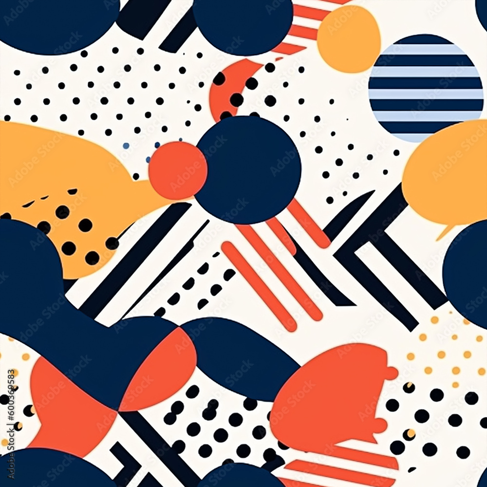 A colorful background with a pattern of shapes and colors. seamless pattern. Abstract textile, geometric flat color. illustration. Generative AI A colorful background with a pattern of shapes and colors. seamless pattern. Abstract textile, geometric flat color. illustration. Generative AI