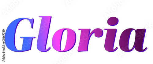 Gloria - pink and blue color - female name - ideal for websites, emails, presentations, greetings, banners, cards, books, t-shirt, sweatshirt, prints

