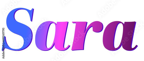 Sara - pink and blue color - female name - ideal for websites, emails, presentations, greetings, banners, cards, books, t-shirt, sweatshirt, prints

