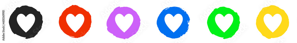 Bunte Herz Icon Buttons - Gesundheit, Liebe oder Dating