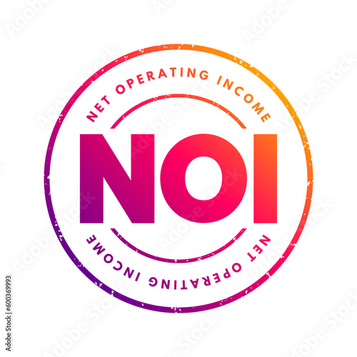 NOI Net Operating Income - formula those in real estate use to quickly calculate profitability of a particular investment, acronym text stamp