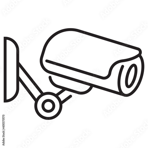 Single security camera icon in line style isolated on white background