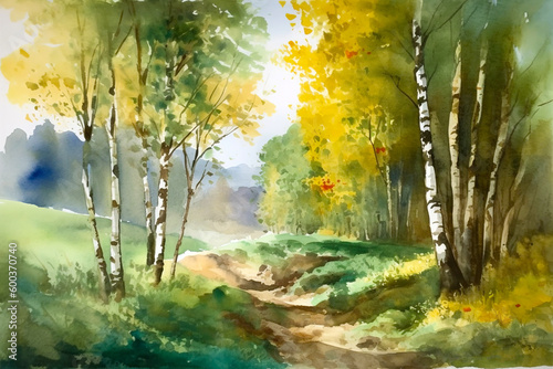 summer landscape  watercolor - Ai