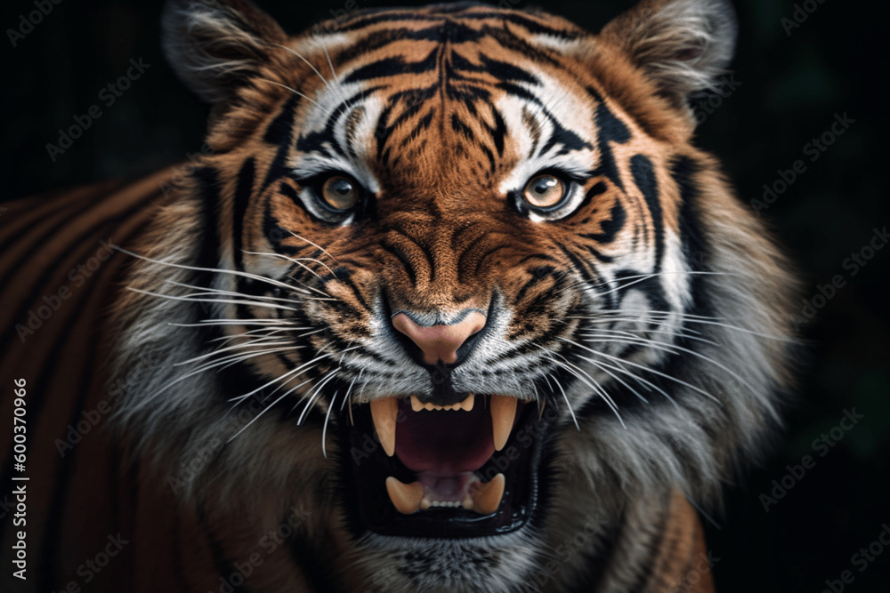 portrait of an angry bengal tiger generative ai