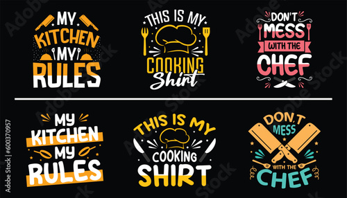Chef Cooking Typography t-shirt design, Cooking set t-shirt bundle design, 