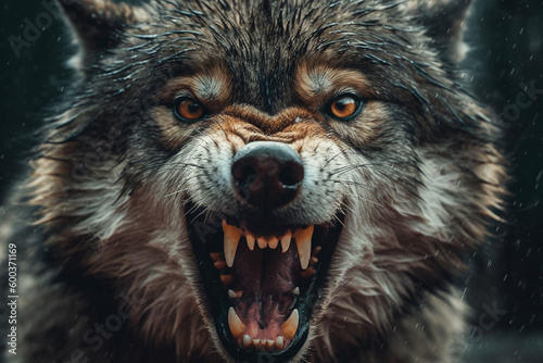 portrait of an angry wolf generative ai