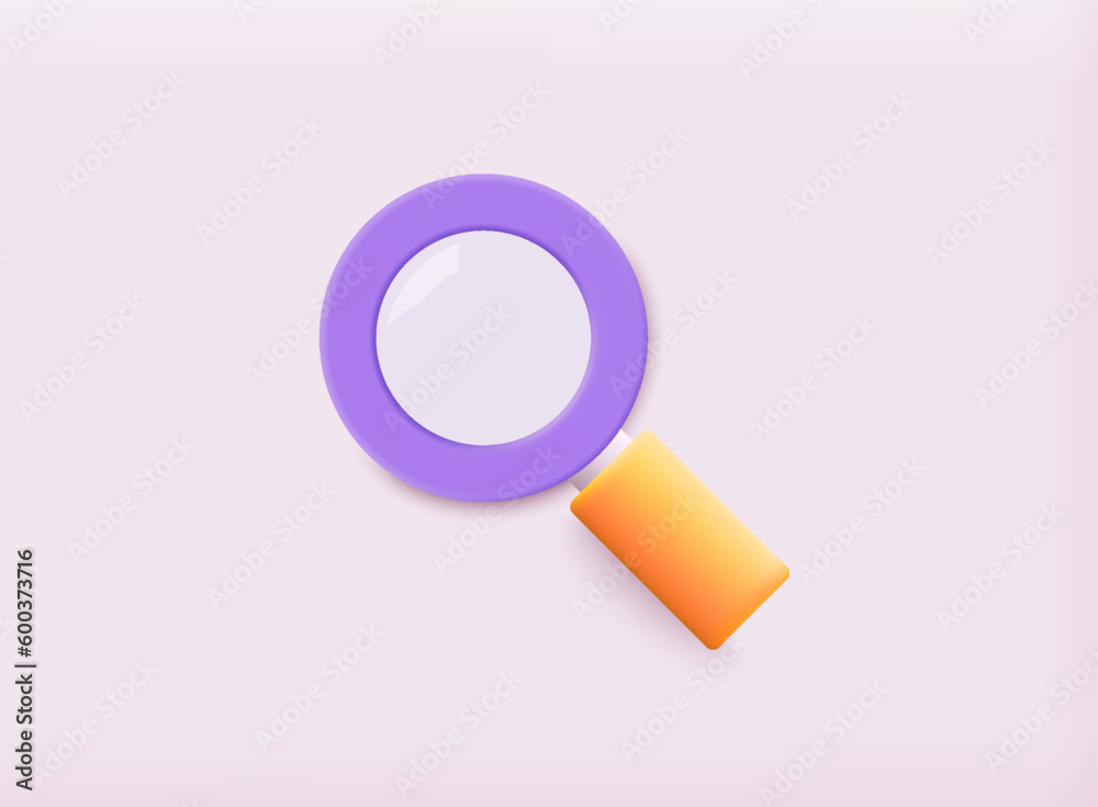 Magnifying glass. Discovery, research, search, analysis concept. 3D Web Vector Illustrations.