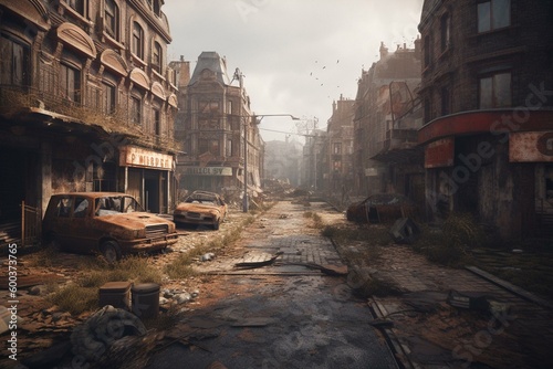 A depiction of Liverpool in a post-apocalyptic setting. Generative AI