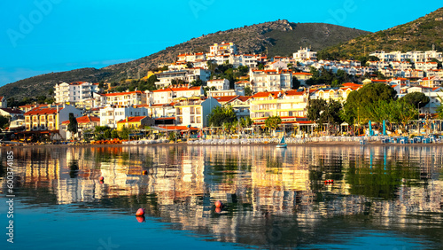 Holiday resort "Datça" on Turkey's Aegean coast, morning calm and reflections, calm sea, peaceful environment