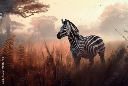 Zebra closeup wild freedom. Generate Ai