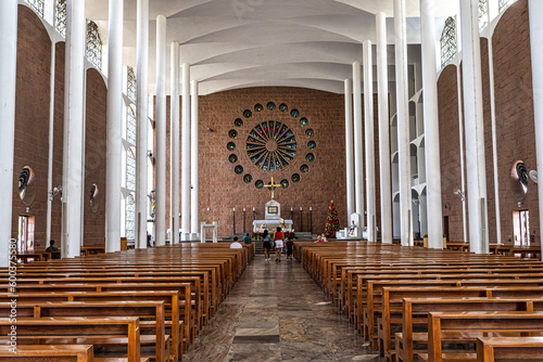Interior of St. Paul the Apostle Cathedral, Catedral Sao Paulo Apostolo at Blumenau, Santa Catarina, Brazil photo