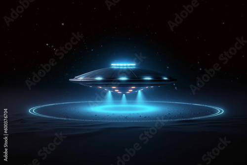 World UFO Day An alien ship in the dark Generative AI photo
