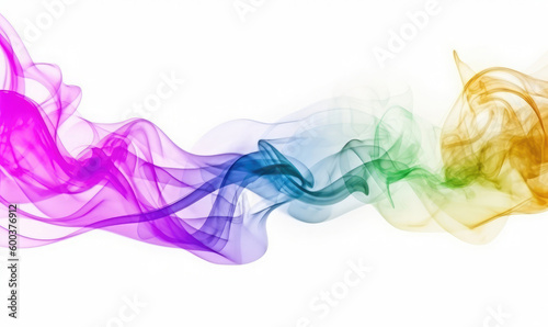 Abstract colorful smoke background on white. Generative AI