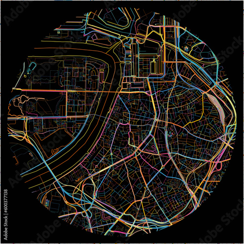 Colorful Map of Antwerp, Antwerp with all major and minor roads.