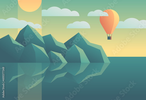 Beautiful landscape - foreland and air balloons