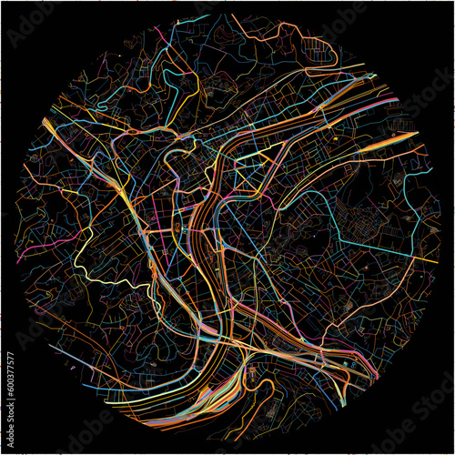 Colorful Map of Liege, Liège with all major and minor roads.