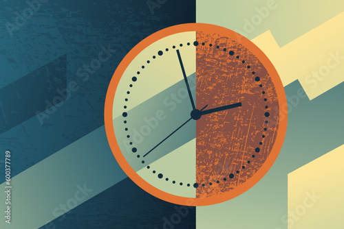 Time Management - clock face with grungy texture