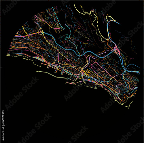 Colorful Map of Rijeka, Primorje-Gorski Kotar with all major and minor roads.