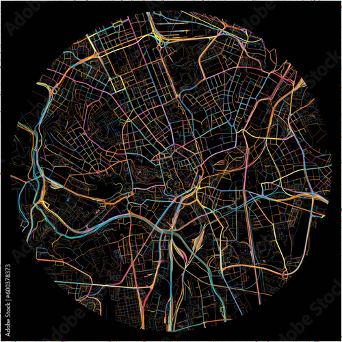 Colorful Map of Brno with all major and minor roads.