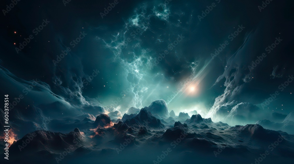 Abstract space background. Galaxies, nebula and stars in space. Generative AI.