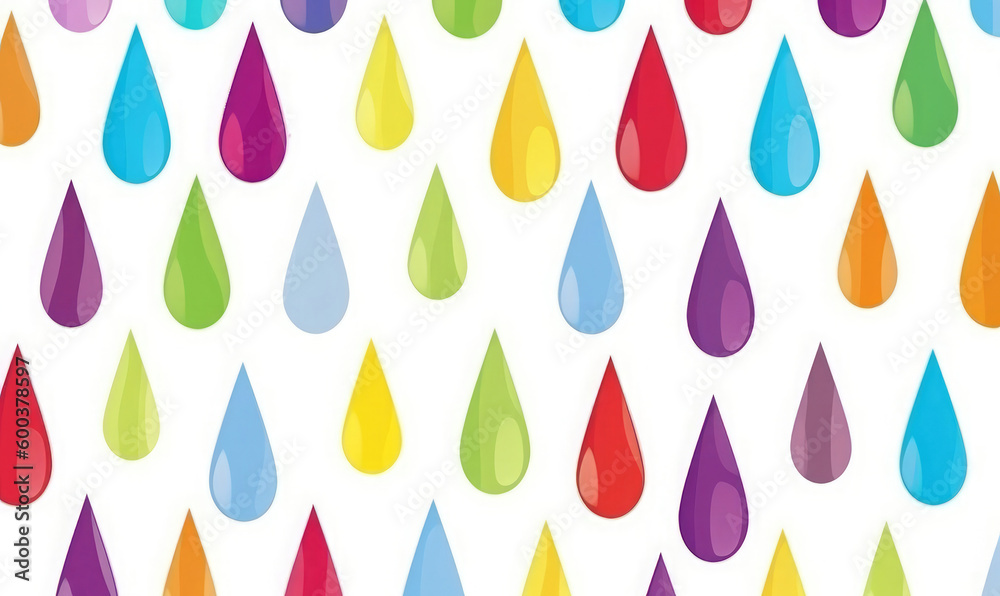 Seamless pattern of colorful drops in flat style. White background. Generative AI Seamless pattern of colorful drops in flat style. White background. Generative AI