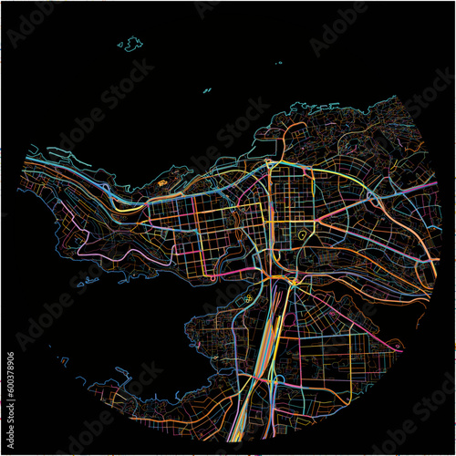 Colorful Map of Tampere, Tampere with all major and minor roads.