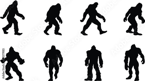 silhouettes of Yeti Outline Bundle: Vector Graphics