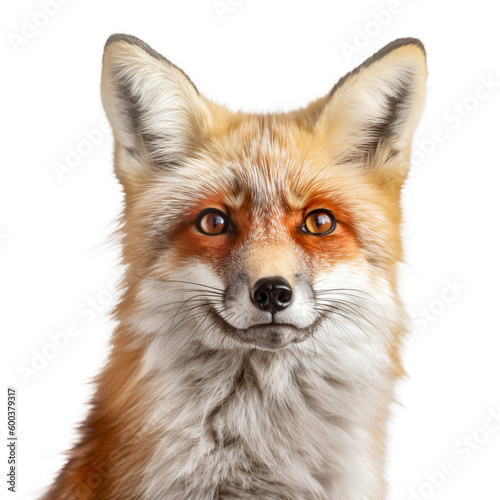 Red fox vulpes isolated on white. Generative Ai  © D85studio