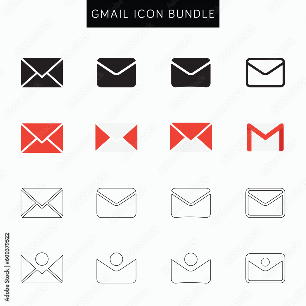 Gmail Icon Bundle Fill and stroke icon flat icon Gmail Icon Bundle Fill and stroke icon flat icon