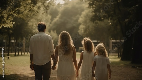 family walking in the park, generative AI